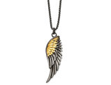 Yellow Plated Stainless Steeel Angel Wing Charm Pendant Necklace with Chain